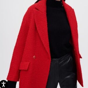Maje Fancy Red Tweed Coat
